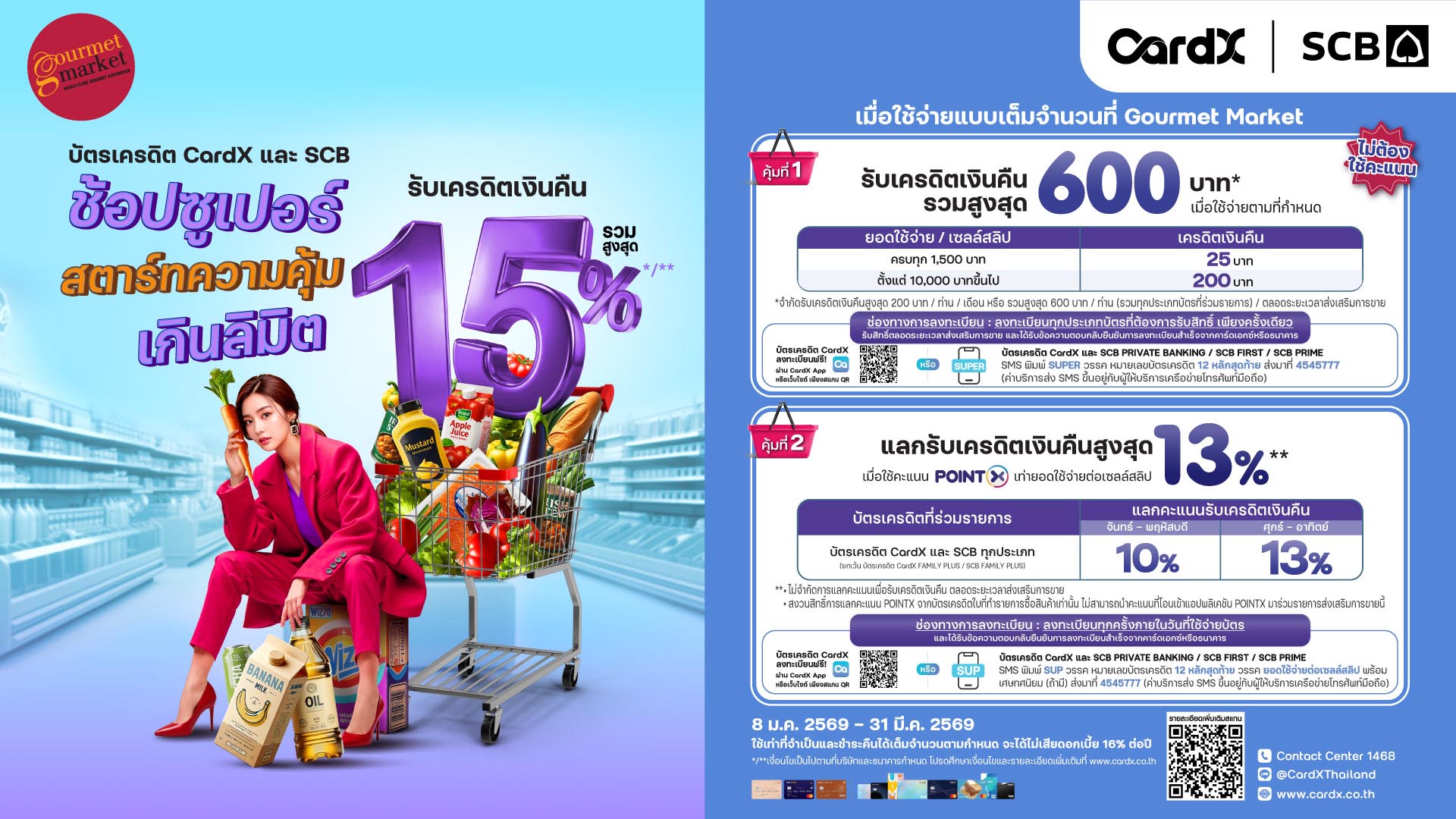 บัตรเครดิต CardX รับเครดิตเงินคืนรวมสูงสุด 15%