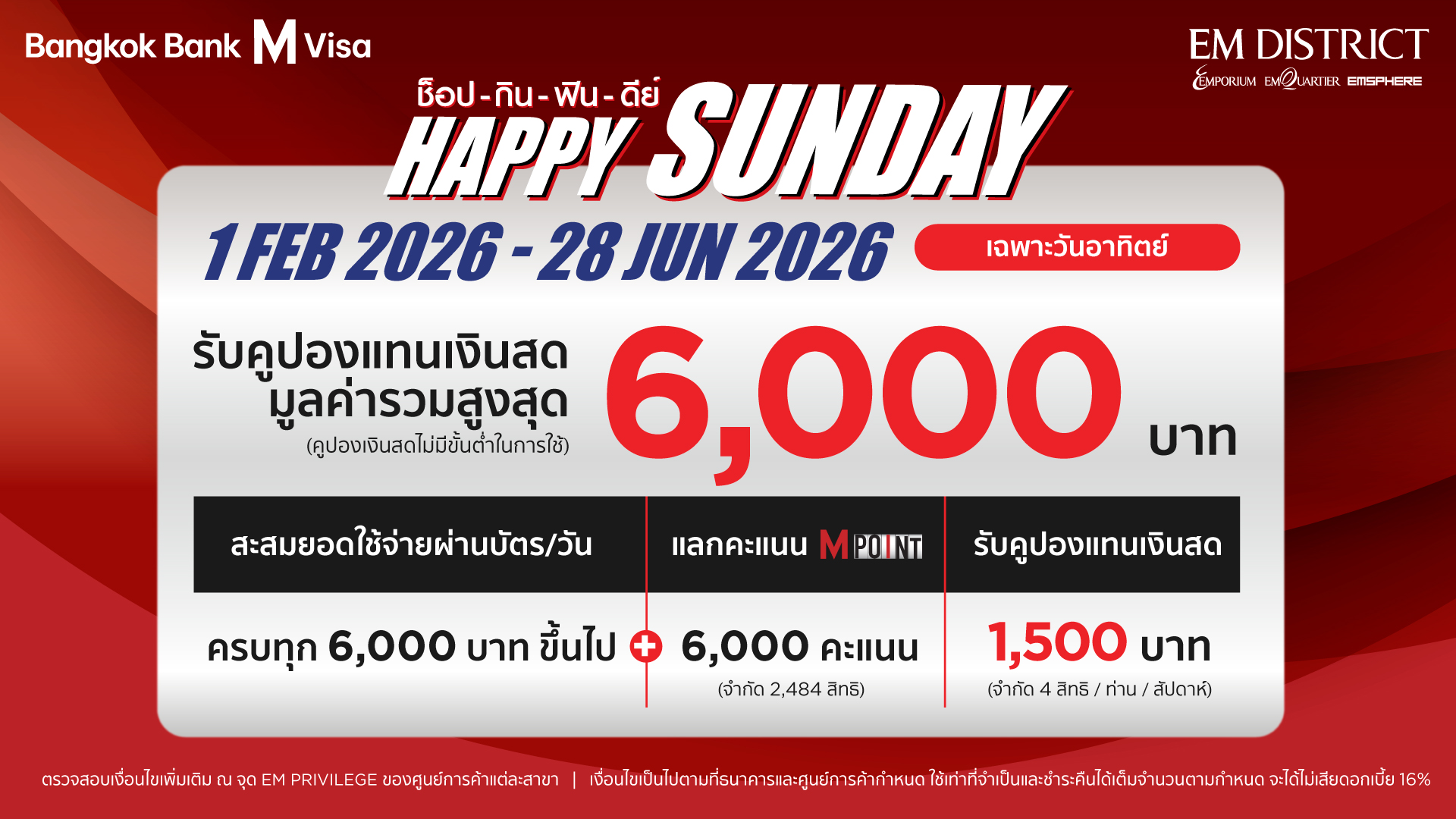 Bangkok Bank M Visa HAPPY SUNDAY ช็อป กิน ฟิน ดีย์