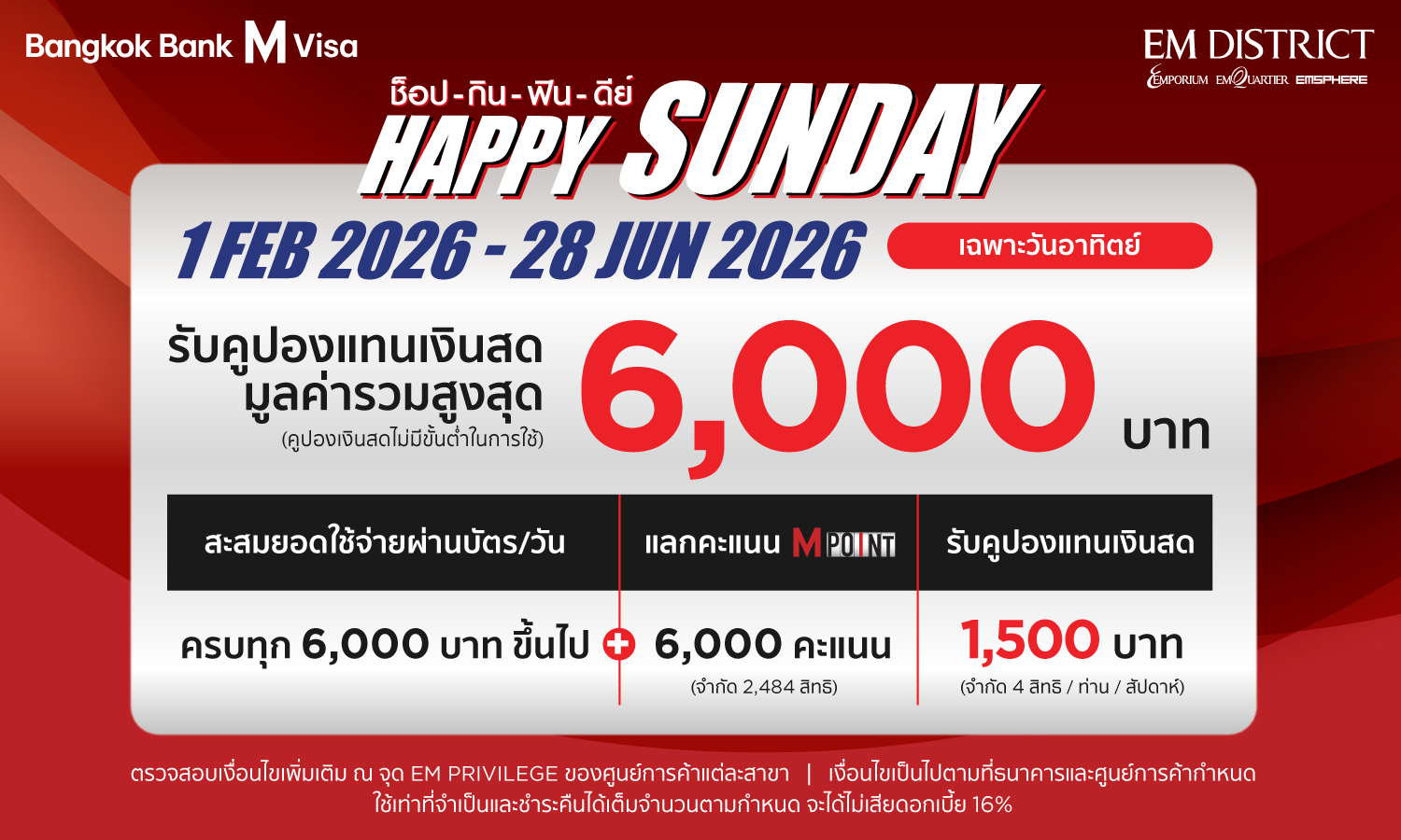 Bangkok Bank M Visa HAPPY SUNDAY ช็อป กิน ฟิน ดีย์