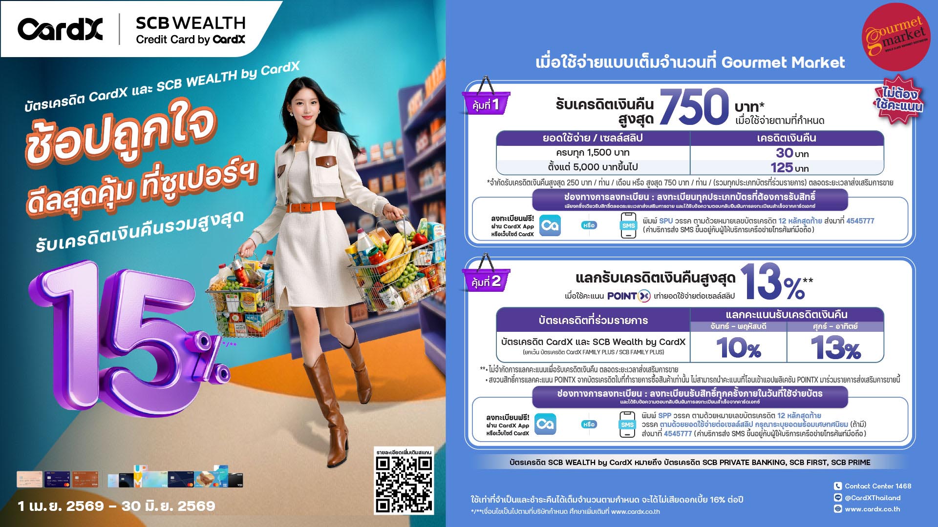 CardX และ SCB รับเครดิตเงินคืนรวมสูงสุด 750 บาท และแลกรับเครดิตเงินคืนสูงสุด 15%