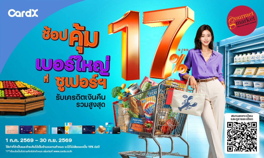 บัตรเครดิต CardX รับเครดิตเงินคืนรวมสูงสุด 700 บาท + แลกรับเครดิตเงินคืนสูงสุด 15%